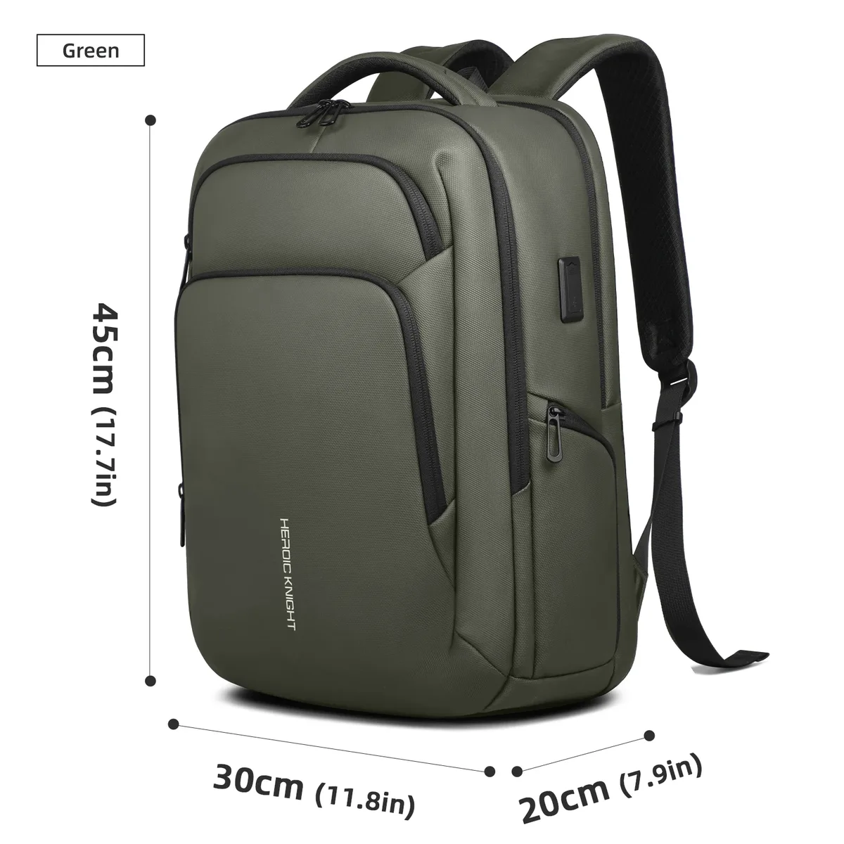 hk sac à dos d'affaires multifonctionnel hommes sac à dos de voyage de grande capacité étanche 17.3 "sac pour ordinateur portable avec usb sac à dos de travail de bureau