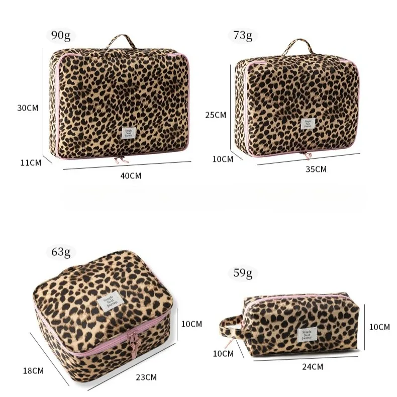 sac de voyage à imprimé léopard, sac de rangement de maquillage, organisateur de cosmétiques, sac de rangement de bagages portable, pochette de toilette pour femmes, voyage en plein air