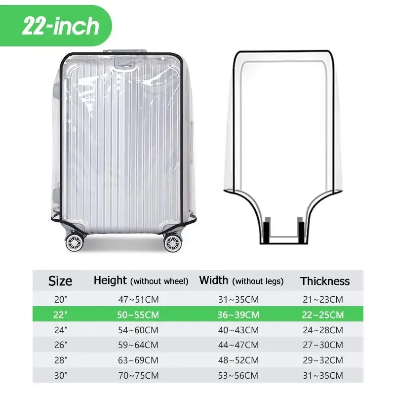 housse de protection transparente pour bagages de voyage, imperméable, anti-poussière, résistante à l'usure, en pvc, pour valise de 20 à 30 pouces