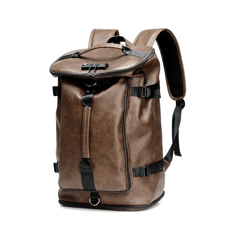 sac à dos de voyage rétro pour hommes, antivol, verrouillage par mot de passe, grande capacité, sac à dos pour ordinateur portable, sacs à bandoulière multifonctions
