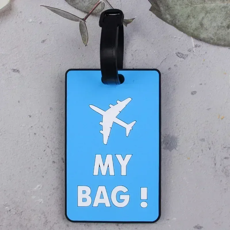 étiquette de bagage en pvc souple pour hommes et femmes, lettre imprimée, étiquette de voyage, nom de valise, étiquettes de sac, avion, attro, mignon, accessoires