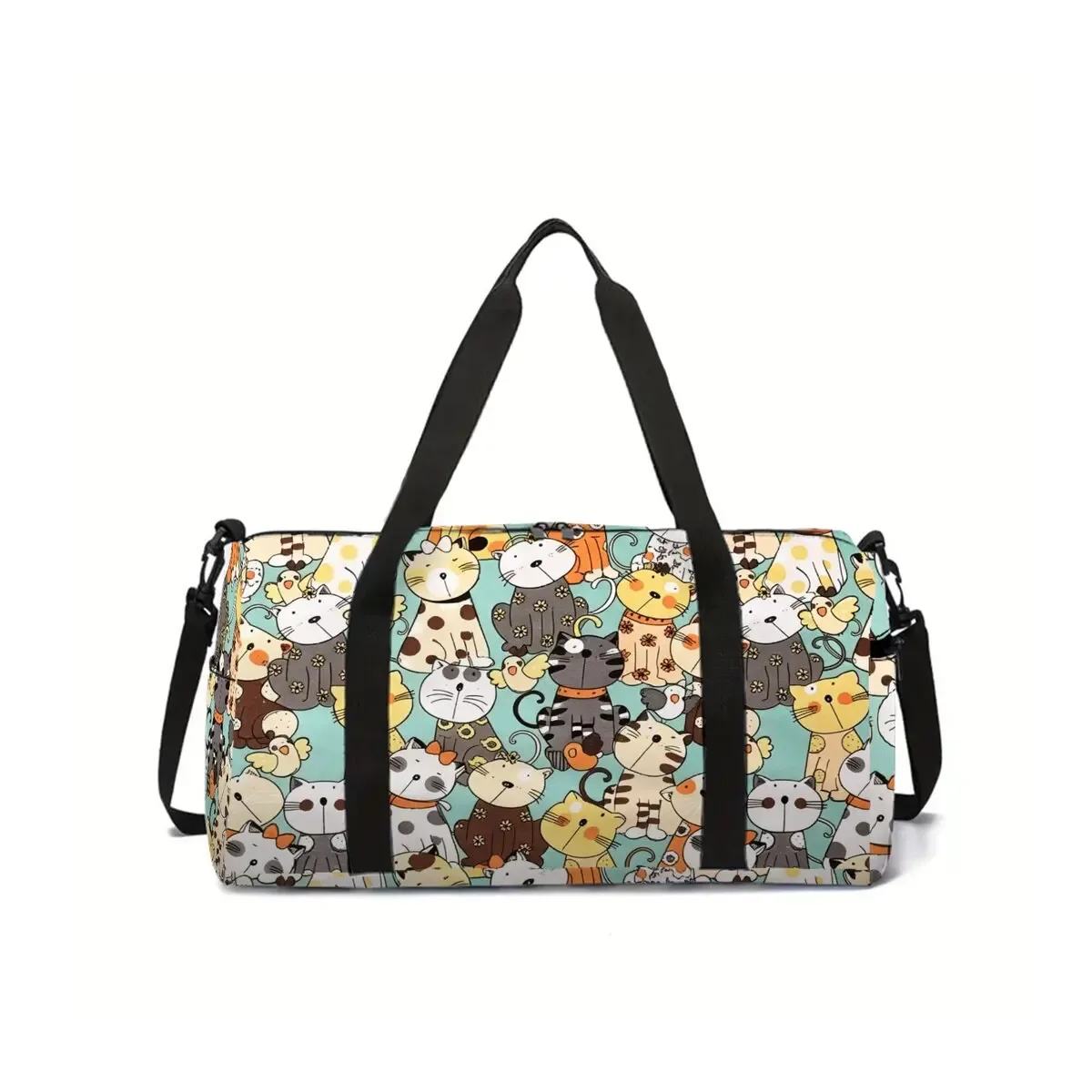 sac de voyage scolaire à motif de chat mignon et de teckel, sac à bagages de grande capacité, dessin animé plat 2d, meilleur cadeau pour garçons et filles, style tendance