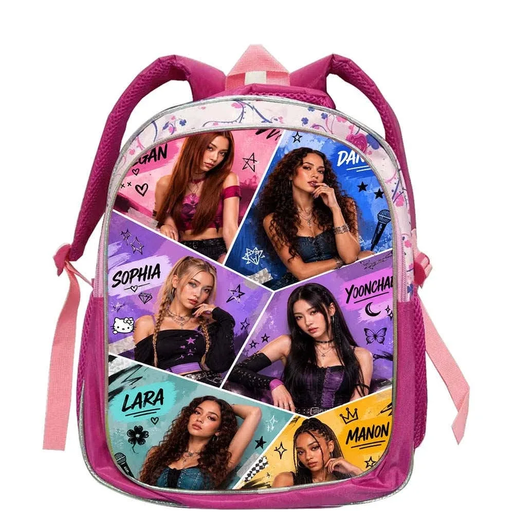 sacs à dos tendance katseye roses pour enfants, sacs d'école pour adolescentes et adolescents, sac à dos décontracté et tendance 12 pouces