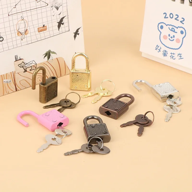 mini cadenas rectangulaires avec serrure à clé pour voyage, boîte à bijoux de mariage, journal intime, livre, valise, 1 ensemble