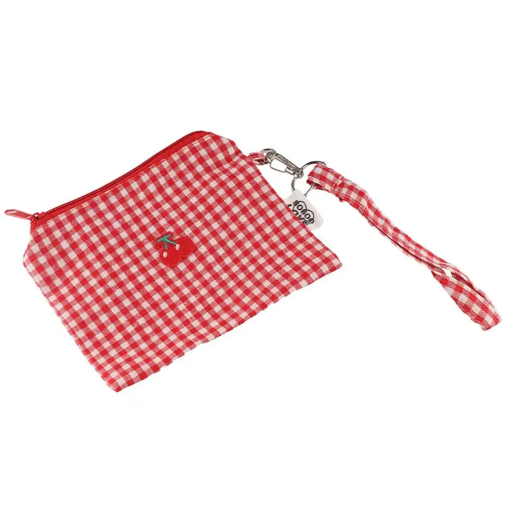 sac cosmétique coréen à motif cerise, grande capacité, organisateur de toilette, sacs de maquillage à carreaux, pochette, sac de papeterie, porte-monnaie en toile pour hommes