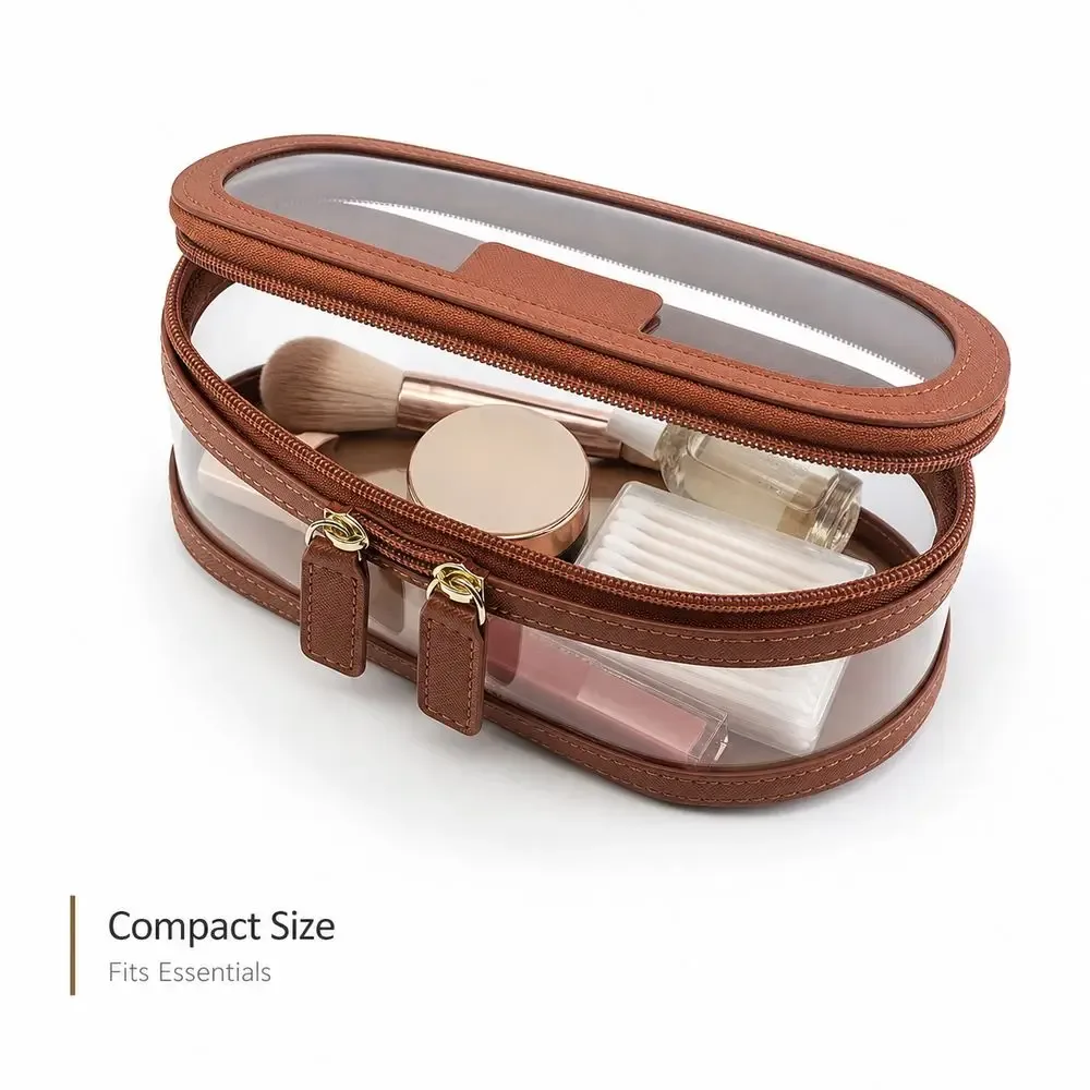 trousse de toilette transparente, sac à cosmétiques avec fenêtre transparente, organisateur de cosmétiques à double fermeture éclair, outils de beauté portables