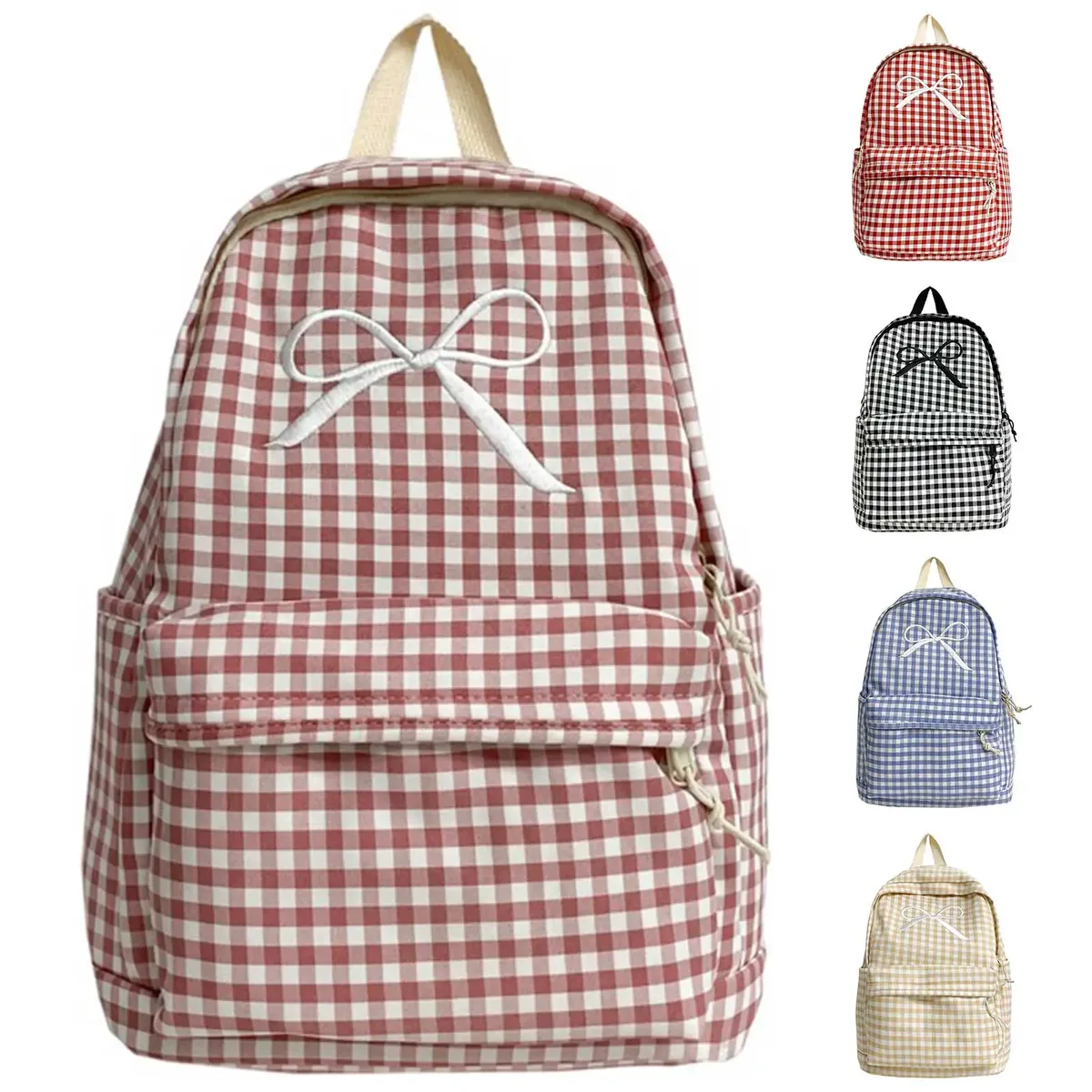 sacs à dos de campus élégants, grande capacité, en nylon souple, style preppy, multi-poches, sac de voyage décontracté, sacs à dos pour trajets quotidiens et travail.
