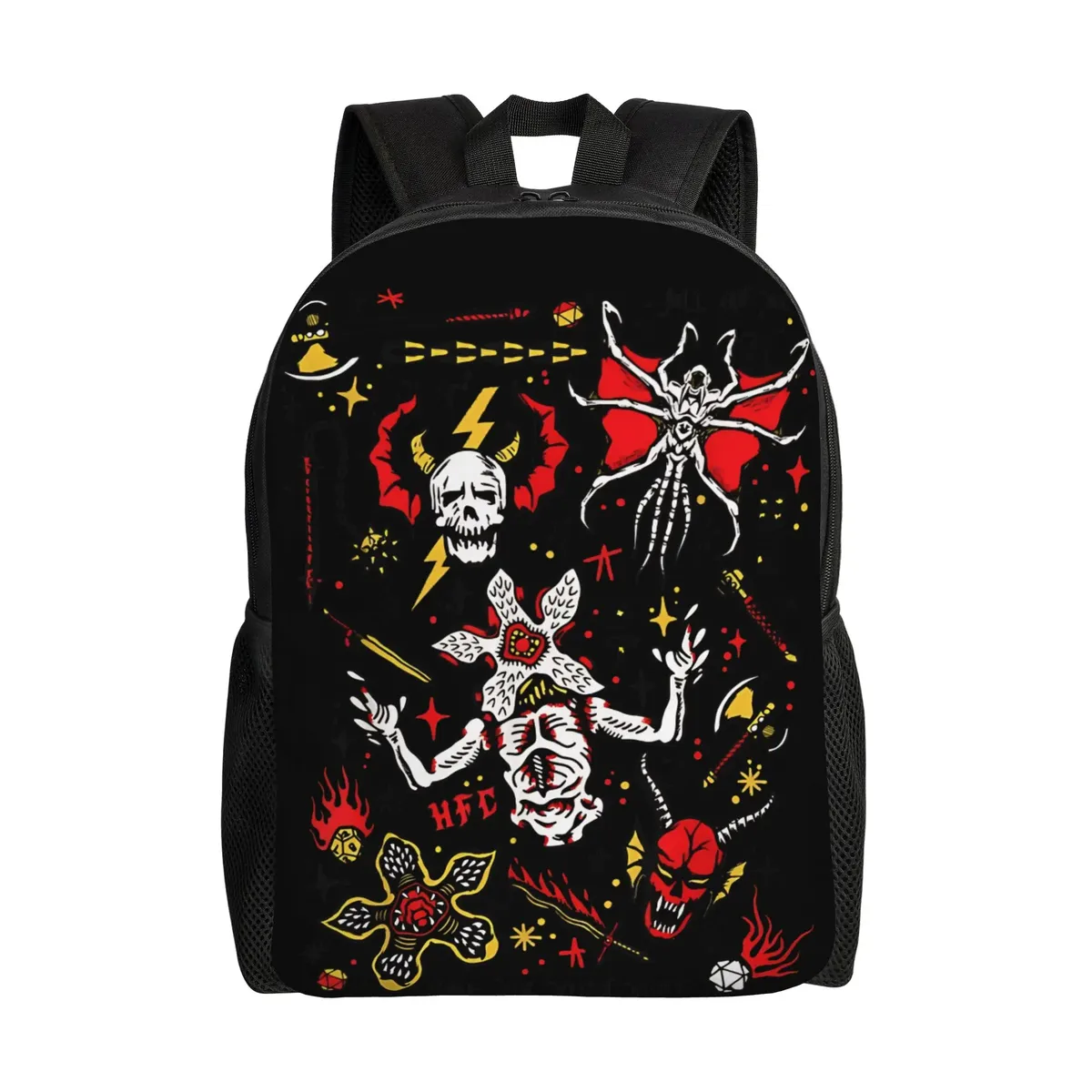 sac à dos demogorgon starry night style strangering, sacs à dos de randonnée pour femmes et hommes, sacs d'école esthétiques, sac à dos léger au design original