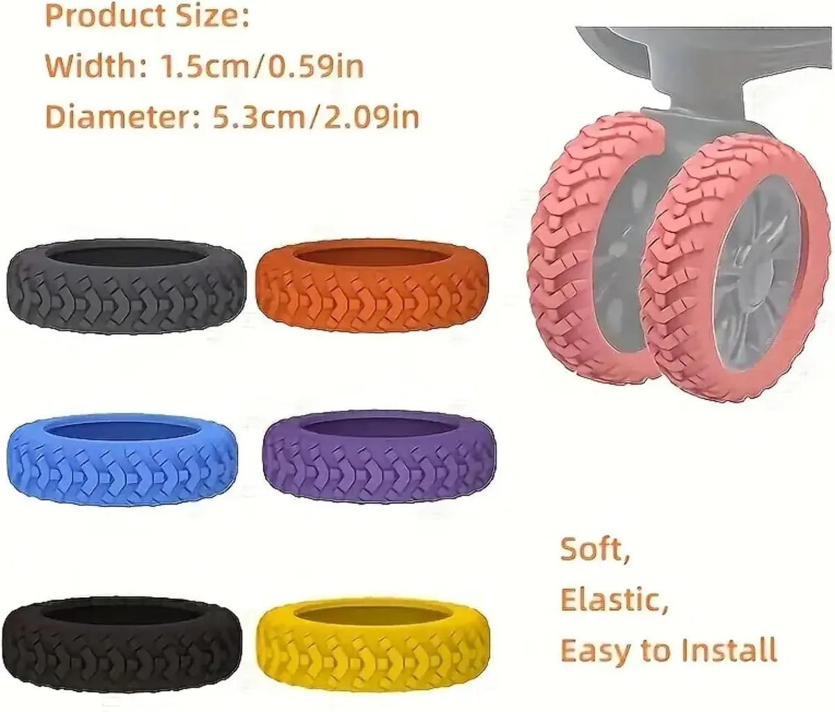 ensemble de protection universel pour roulettes de valise, 8 pièces, en silicone, anti-bruit, pour un roulement silencieux et une absorption des chocs