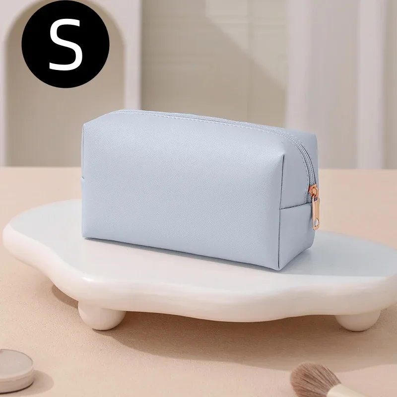 sac cosmétique en cuir avec logo personnalisé, grande capacité, sac de voyage pour maquillage, pochette zippée en cuir pu souple pour femmes, 2 tailles, multicolores