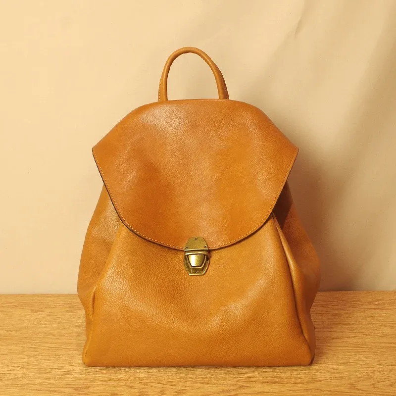 sac à bandoulière en cuir de vachette noir souple pour femme, sac à dos à moraillon, original, simple, rétro, école, dames, nouveau, 2024