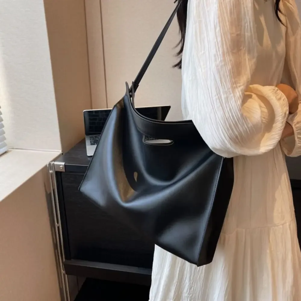 sac fourre-tout élégant en pu pour documents de bureau, couleur unie, grande capacité, sac pour ordinateur, sac bandoulière, sac à documents pour femmes