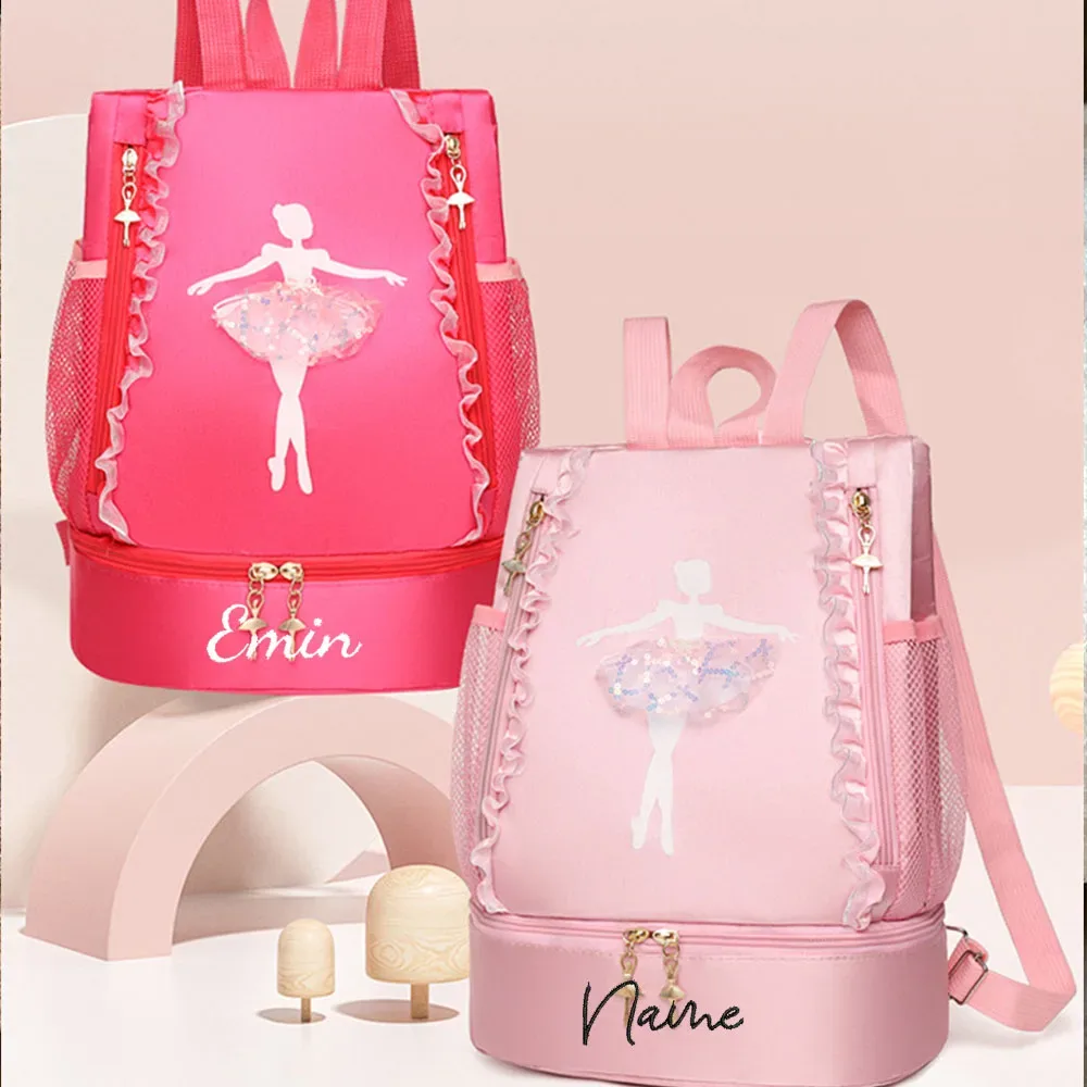 sac à dos de danse de ballet brodé personnalisé avec compartiment à chaussures séparé, sac de ballerine pour petites filles pour sac de danse pour tout-petits