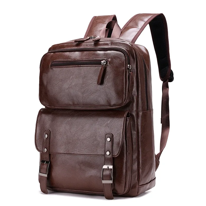 mode hommes sac à dos en cuir pu sac à dos sacs à dos pour ordinateur portable homme sac à dos décontracté affaires homme sac en cuir texture sacs de voyage