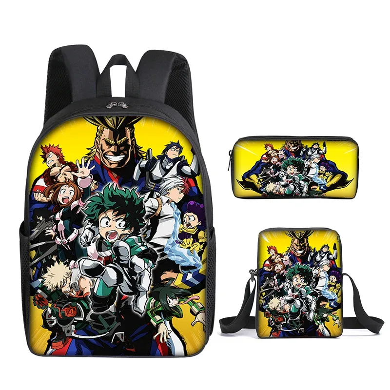 sac à dos my hero academy, sac à déjeuner, trousse à crayons, ensemble cadeau pour enfants et étudiants