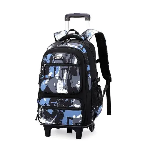 sac à dos à roulettes pour garçons, école primaire et collège, sac à roulettes pour garçons avec 6 roues, sac à dos à roulettes avec 2 roues