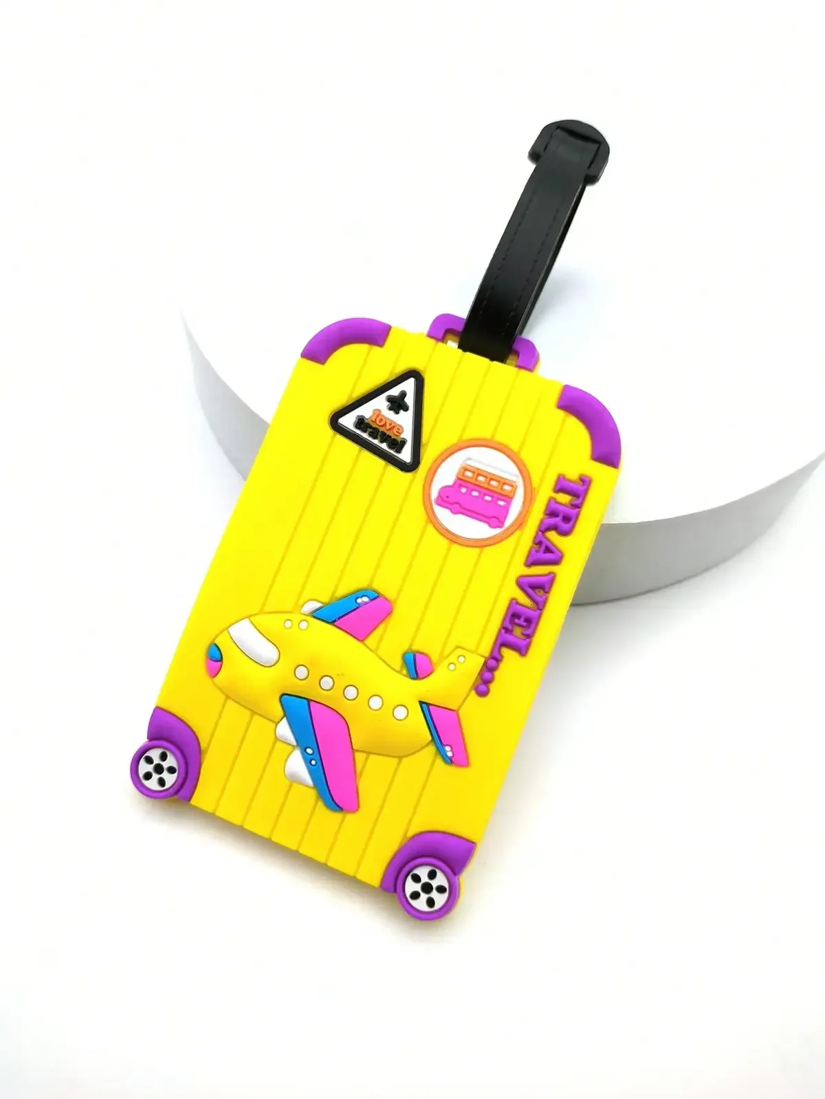 étiquette de bagage en pvc multicolore, conception d'avion créatif, étiquette suspendue de prévention des pertes essentielles de voyage pour hommes et femmes, 1 pièce