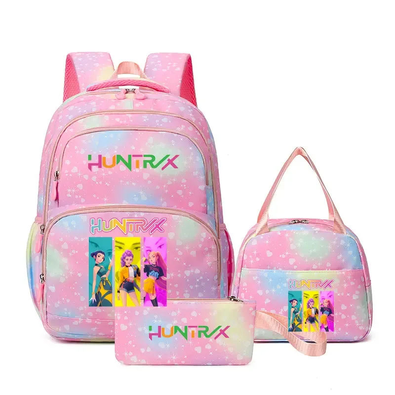 kpop demon hunters – sac à dos pour ordinateur portable pour filles, 3 pièces, sac à dos huntr/x pour adolescents, garçons et femmes, mochila de voyage pour usage quotidien
