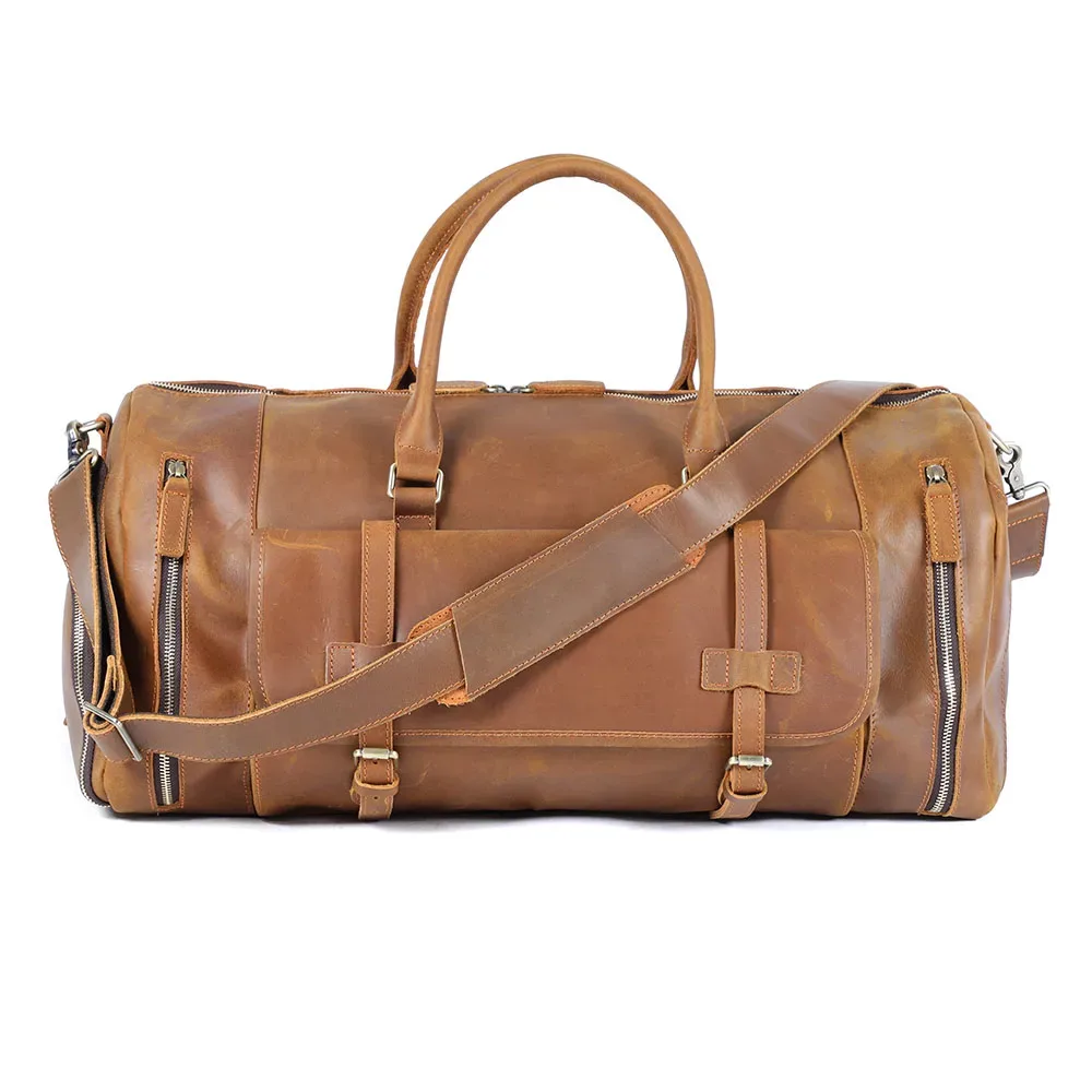 sac de voyage en cuir pleine fleur de vachette s.worker, style vintage, grand format, bagage à main