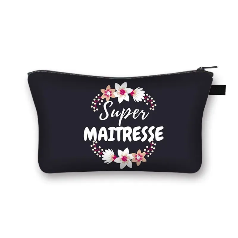 merci enseignant/ gracias maestra/ merci maitresse trousse à cosmétiques femmes trousse de maquillage filles organisateur cosmétique cadeau de remise des diplômes