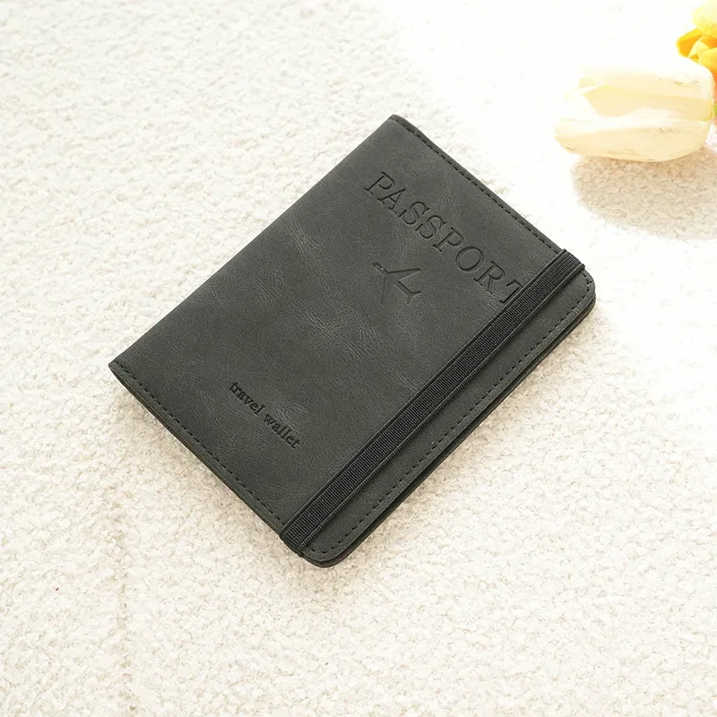 pochette de voyage rfid anti-électronique 2026, étui en cuir pu simple et élégant, porte-documents multifonctionnel, portefeuille de voyage