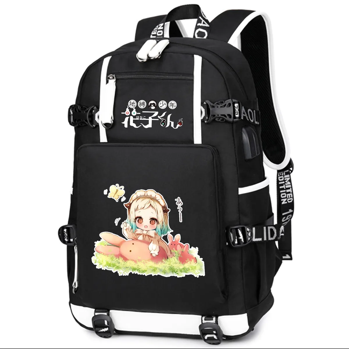 dessin animé toilette lié hanako-kun étudiants école sac à dos pour ordinateur portable oxford bookbag usb charge anime shouler sacs sac à dos décontracté