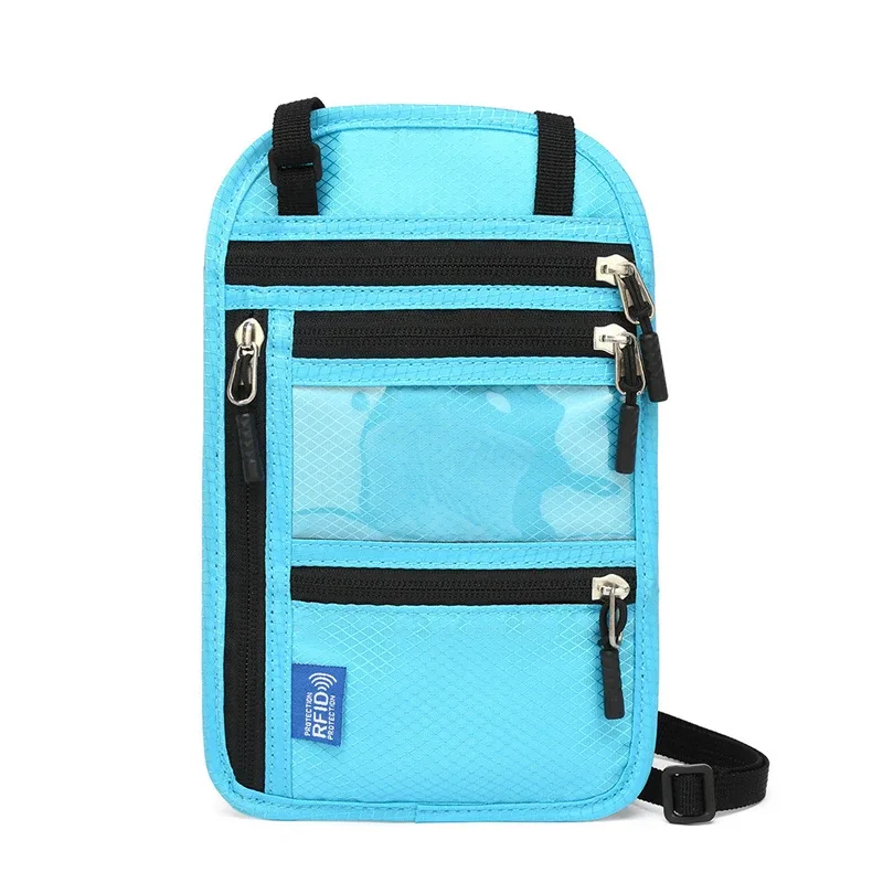 portefeuille de cou anti-rfid, porte-passeport de voyage, sac à documents léger et imperméable, pochette cachée antivol pour femmes et hommes