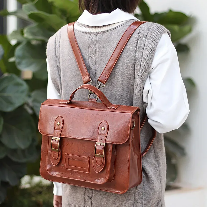 Sac à dos coréen pour femme 2026, nouveau sac fourre-tout multifonctionnel en cuir PU, style universitaire, sac à bandoulière pour étudiante