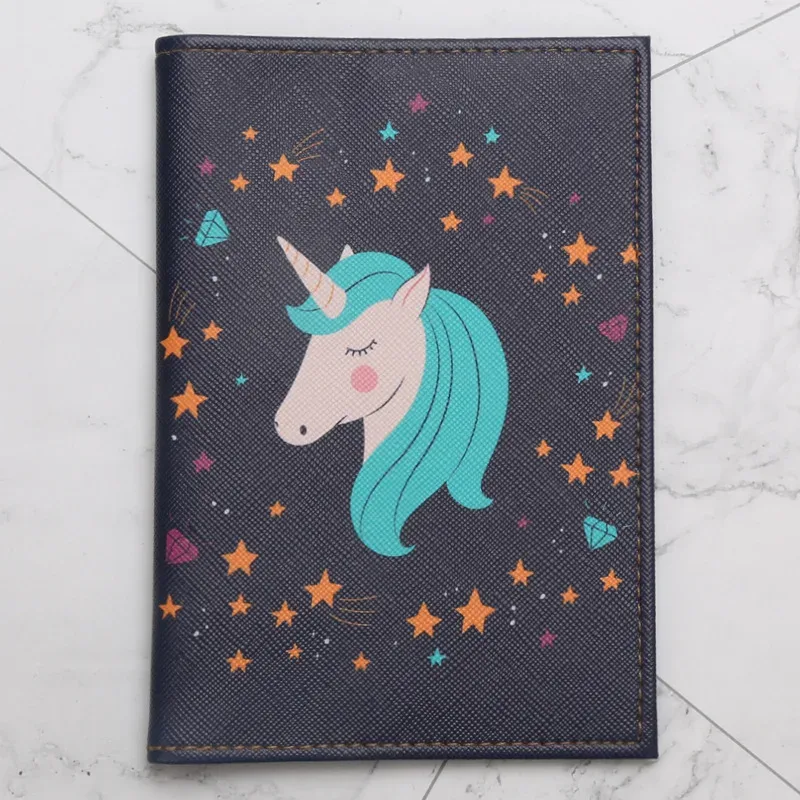 couverture de passeport en cuir pu pour femmes, étui de passeport, mince, cheval arc-en-ciel de dessin animé, accessoires de voyage, mignon, nairobi, orn, nouveau