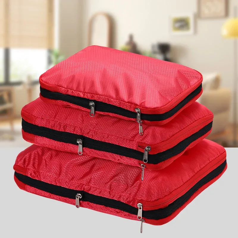sac de rangement compressible pour vêtements de voyage, grande capacité, ensemble de 3 cubes de rangement, organisateur, compressé, imperméable, pour valise