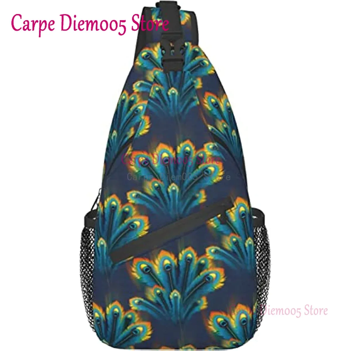 sac à bandoulière plume de paon, sac à dos de randonnée, sac de jour, sac de poitrine, sac à bandoulière pour femmes et hommes