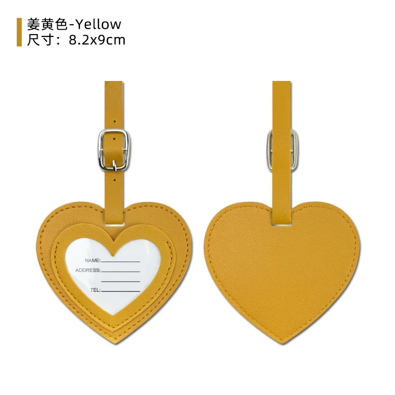 étiquette de bagage de voyage en forme de cœur, personnalisable avec initiales, étiquette de valise de luxe pour affaires, gravure de nom, pendentif de sac à main en pu, vente en gros, cadeau de mariage