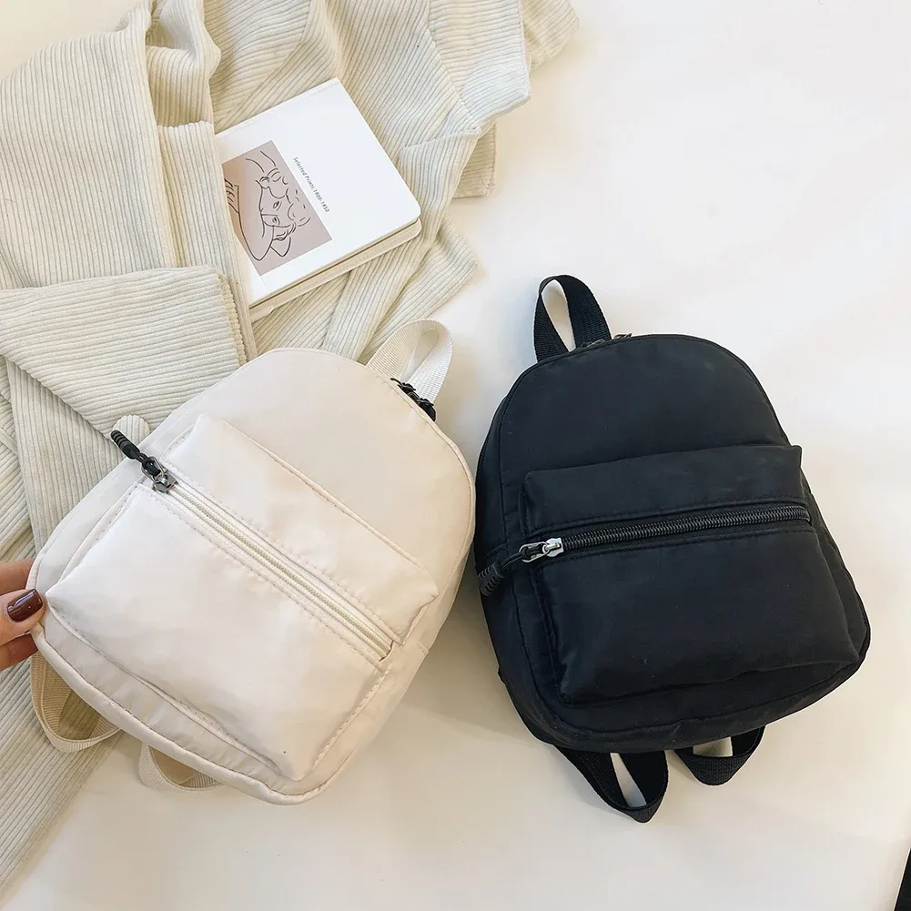 sac à dos en nylon solide pour femmes, sac à dos pour documents, style preppy, mini sacs à dos, mode