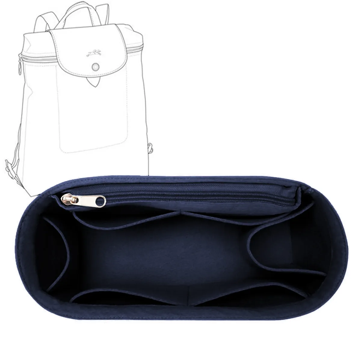 insert organisateur de sac à main en feutre avec plusieurs poches, doublure de sac dans le sac pour sacs à main et sacs à dos, sac de rangement de maquillage de voyage