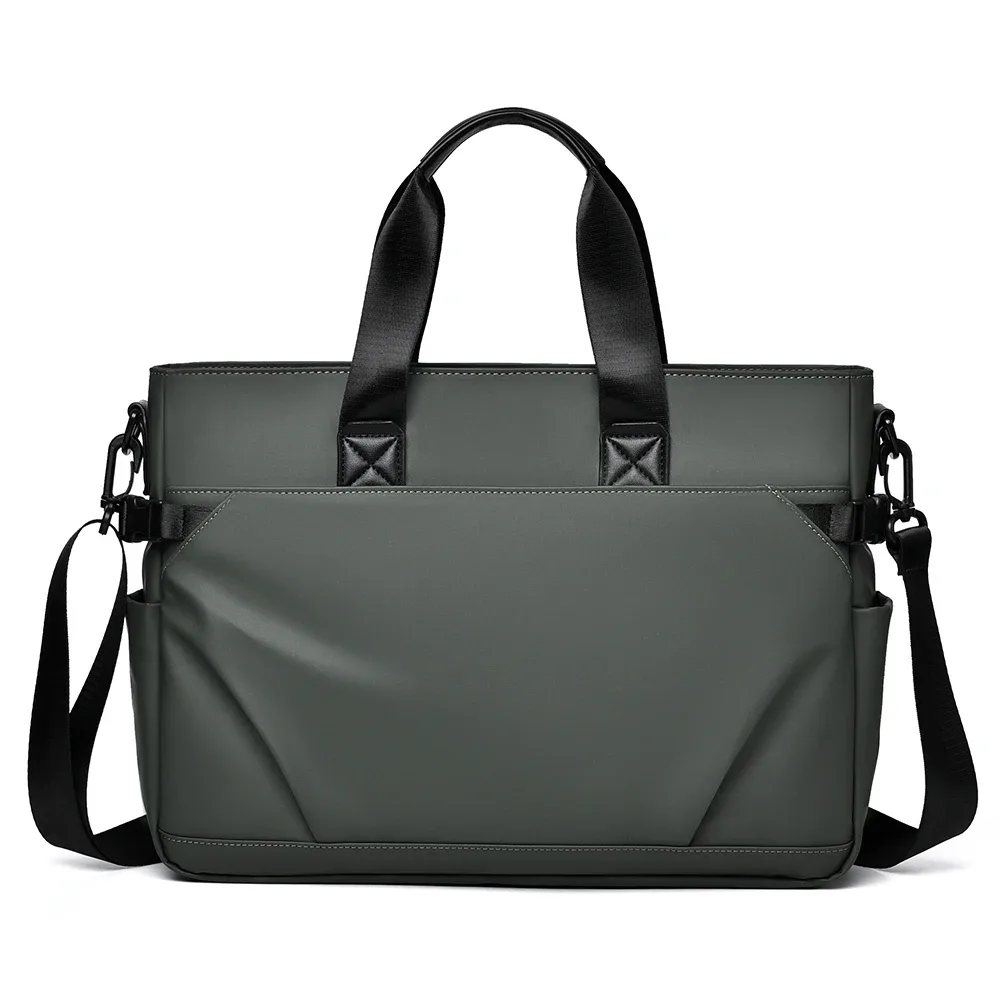 porte-documents noir étanche pour hommes, sac à main de grande capacité, polyvalent pour les déplacements professionnels, sac pour ordinateur portable, sac à bandoulière minimaliste quotidien