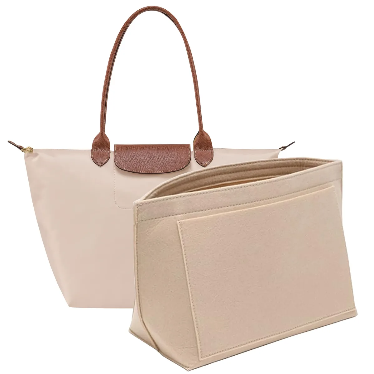sac à insérer en feutre adapté au sac à main longchamp, sac de doublure en tissu feutré, sac de maquillage, support de voyage, organisateur de sac à main portable