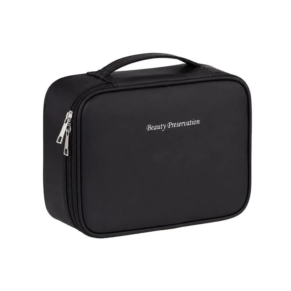 sac à cosmétiques de luxe à double couche, grande capacité, fermeture éclair, sac à maquillage imperméable, organiseur de cosmétiques