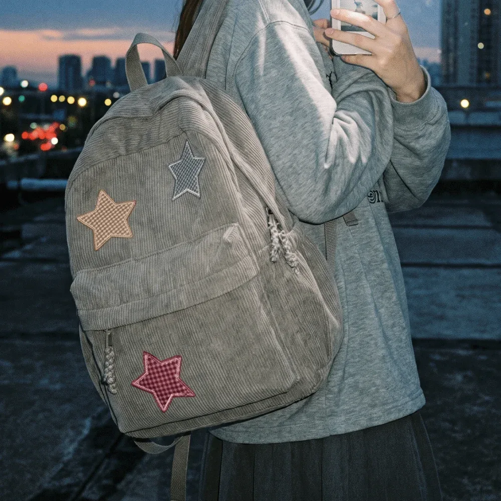 sac à dos portable en velours côtelé, tissu doux, grande capacité, sac à dos scolaire multi-poches, sac de voyage à fermeture éclair, pour l'extérieur