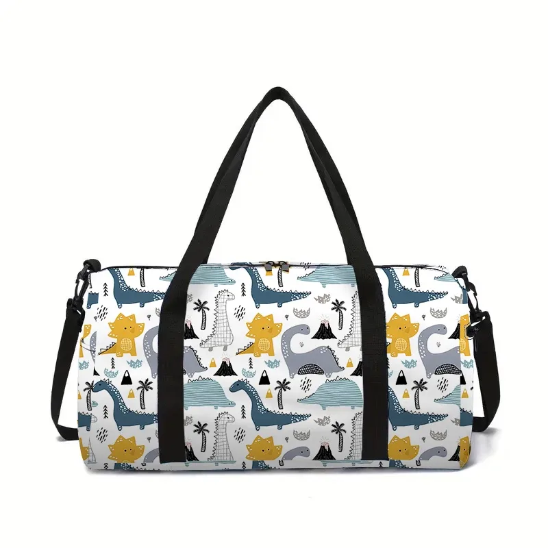sac à bagages de grande capacité avec motif de dinosaure de dessin animé pour garçons/filles, meilleurs cadeaux, sac de fitness extérieur 2d pour enfants