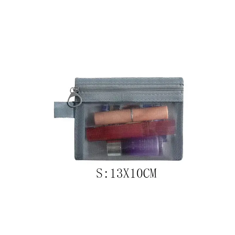 mode petit grand organisateur noir pochette de toilette et de maquillage maille transparente fermeture éclair sac cosmétique femmes organisateur nécessaire