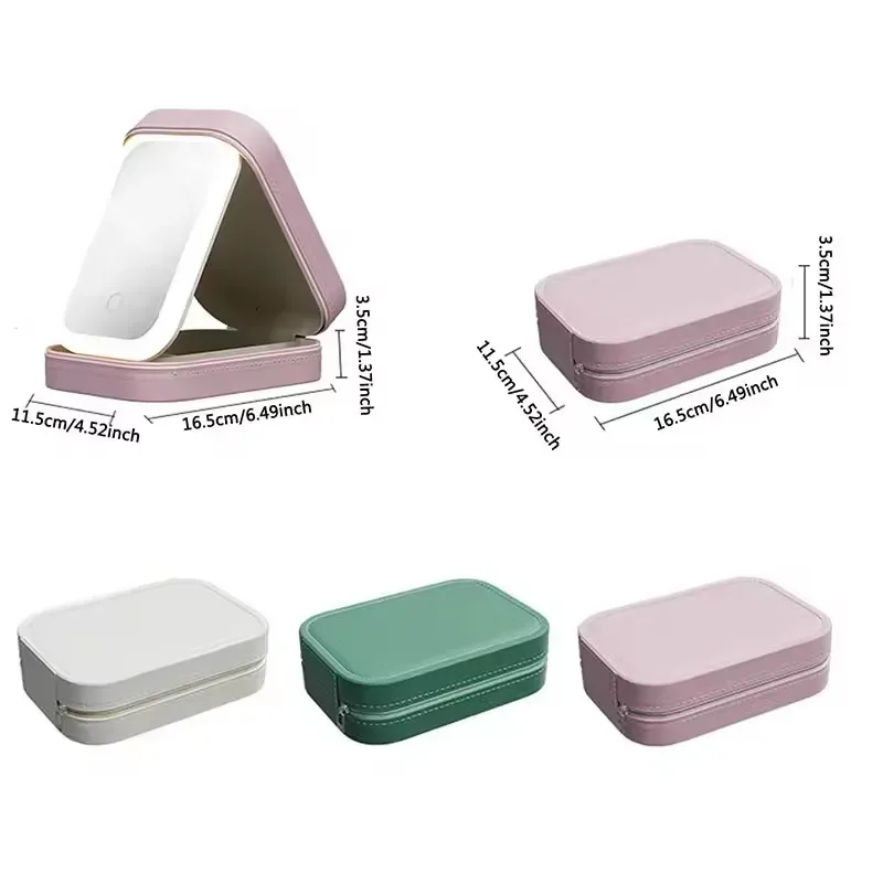 trousse de maquillage intelligente led avec miroir pour femmes, petit sac de maquillage mignon, brosse à rouge à lèvres, esthéticienne féminine, produit de soins de la peau, boîte à cosmétiques