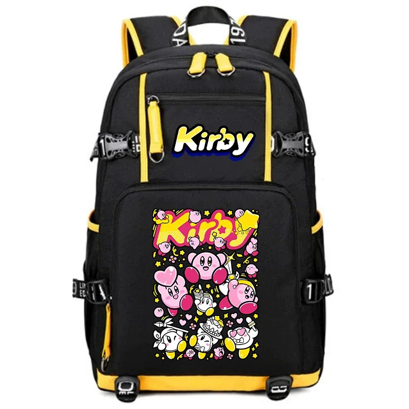 sac à dos d'étudiant imprimé dessin animé kirby, sac d'école de voyage de grande capacité pour enfants et adolescents