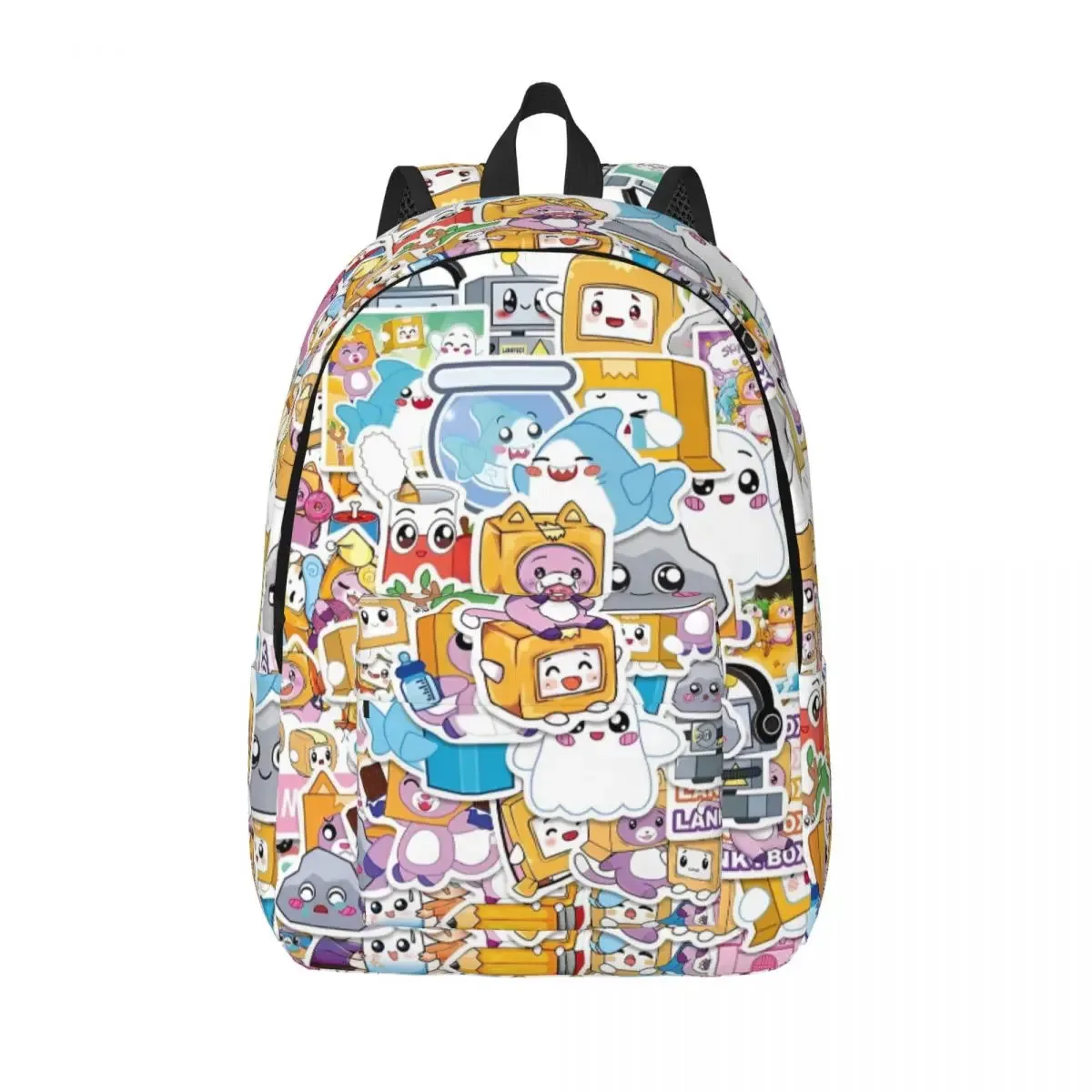 Lankyboxes Happy Foxy Boxy Sac à dos pour hommes femmes décontracté étudiant affaires sac à dos mignon dessin animé TV collège sac à bandoulière en plein air