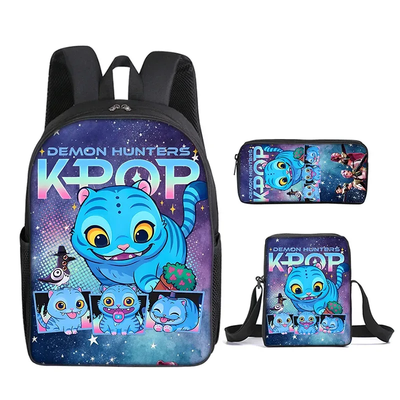 sac à dos pour enfant avec poche avant, sacs à bandoulière, trousses à crayons pour les enfants de 5 à 10 ans, sacs d'école kpop demon hunters pour garçons et filles