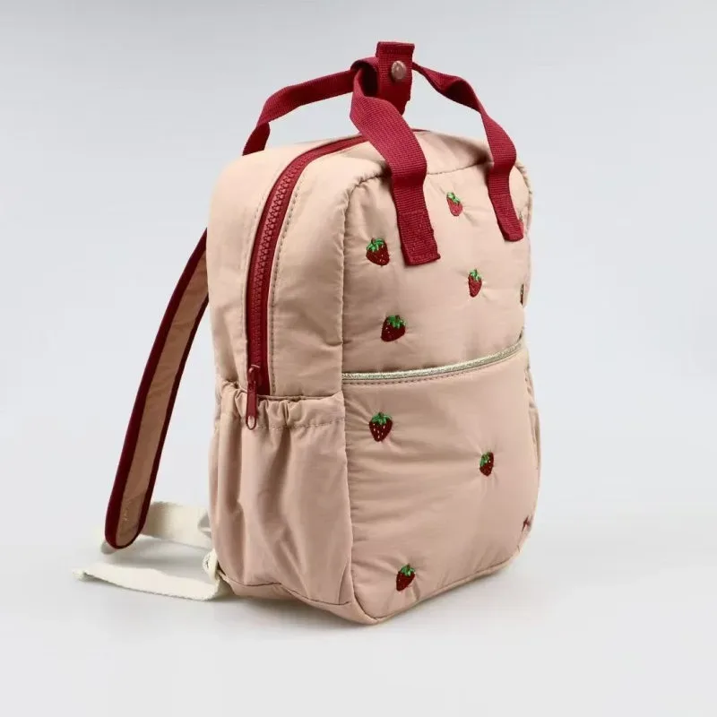 nouveau sac à dos femme brodé fraise mignon 2026, sac d'école étudiant unisexe, sac à dos de voyage décontracté tendance