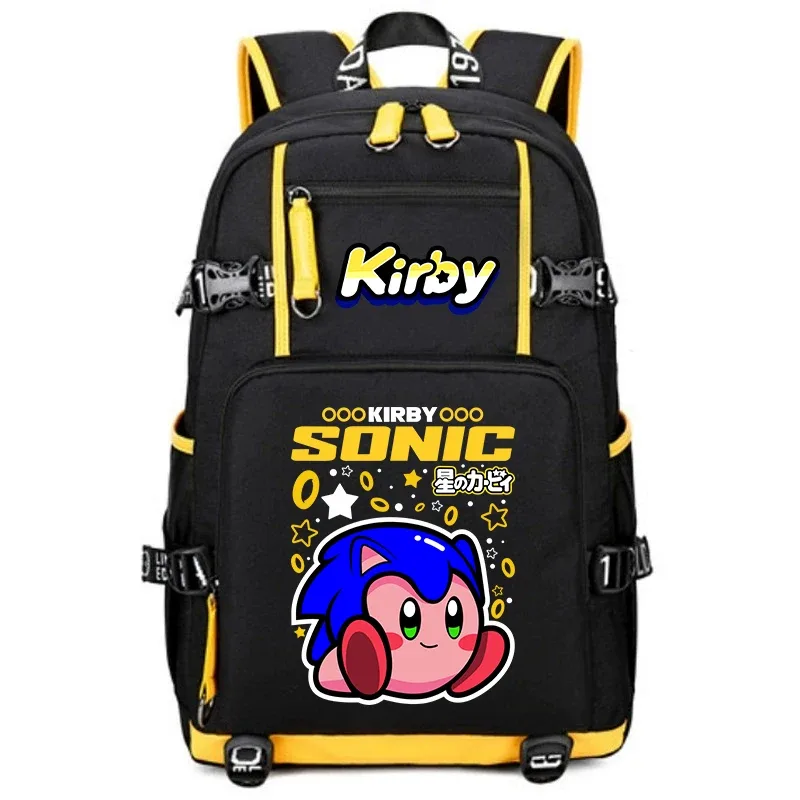 sac à dos d'étudiant imprimé dessin animé kirby, sac d'école de voyage de grande capacité pour enfants et adolescents