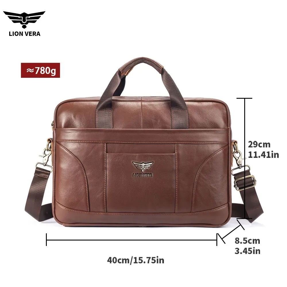 lion vera – porte-documents d'affaires en cuir véritable, noir, 15.6 pouces, sac d'ordinateur de bureau pour hommes, sacs à main de luxe, porte-documents pour ordinateur portable