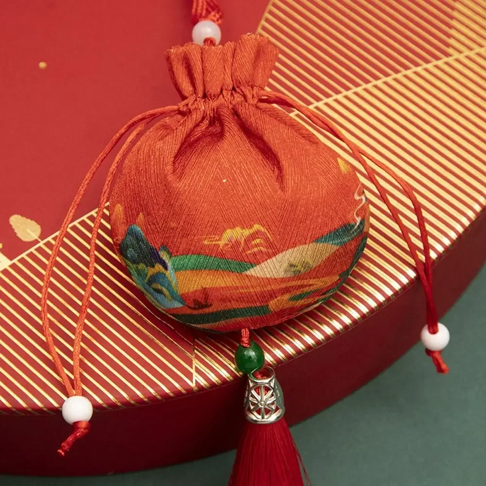 étui à colliers, pochette en tissu à cordon, décoration suspendue, pochette à fleurs, sac à bijoux pour femmes, sac de rangement de style chinois, sachet vide.