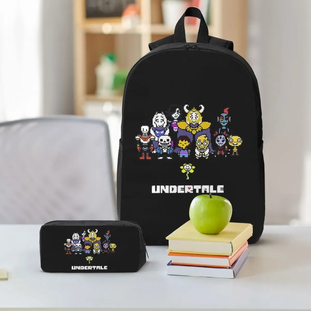 sac à dos de jeu undertale gamer, sac à livres pour étudiants, sac d'école, sacs à bandoulière pour ordinateur, sac à déjeuner isotherme 3ps, trousse à crayons