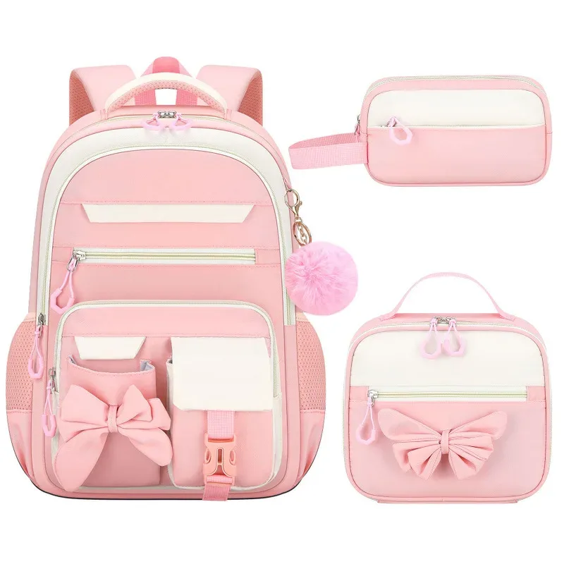 ensemble de sacs à dos pour enfants 3 pièces avec motif papillon mignon, grande capacité, sac d'école, sac à dos de maternelle, sac à dos de voyage léger et décontracté pour filles